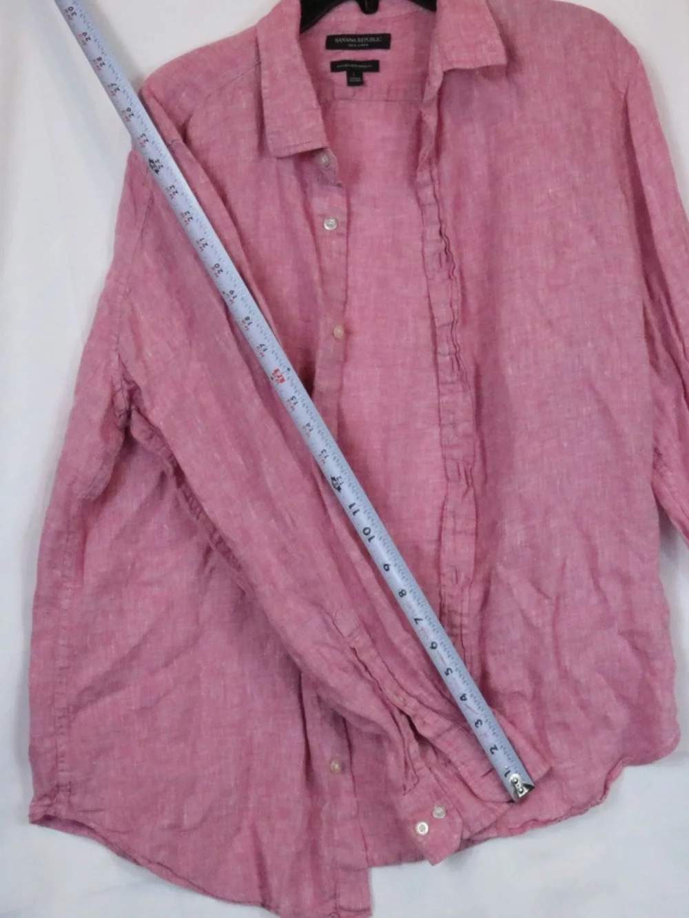 Banana Republic Shirt Mens Large Pink 100% Linen Camden Standard Fit Button Down